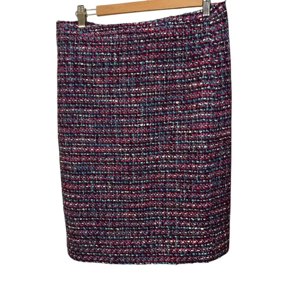 J. crew pink purple wool tweed  No 2 Pencil skirt 6
